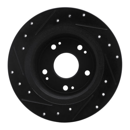 R1 Concepts R1 05-17 Honda Accord Rear Right Drilled & Slotted Black Brake Rotor
