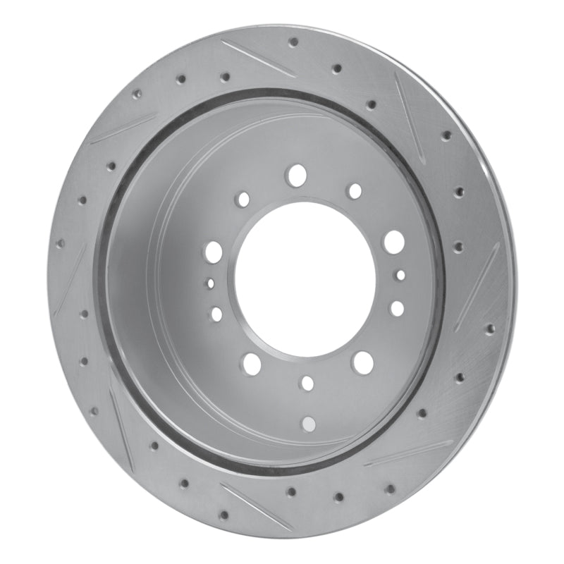 R1 Concepts R1 17-21 Toyota Land Cruiser Rear Left Drilled & Slotted Silver Brake Rotor