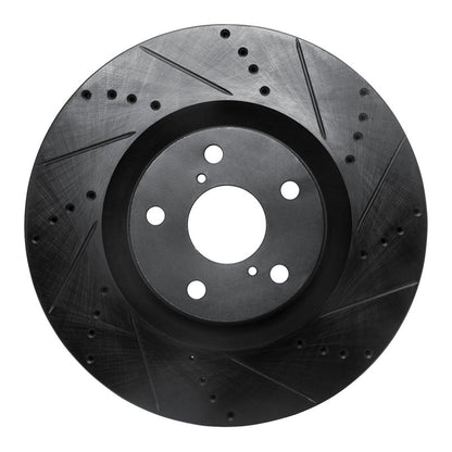 R1 Concepts R1 09-11 Lexus GS350 Right Front Drilled & Slotted Black Brake Rotor