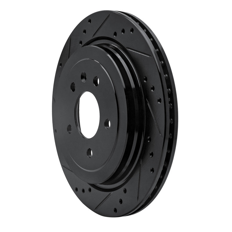R1 Concepts R1 13-19 Cadillac ATS Rear Left Drilled & Slotted Black Brake Rotor