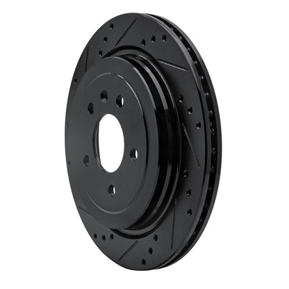 R1 Concepts R1 13-19 Cadillac ATS Rear Left Drilled & Slotted Black Brake Rotor