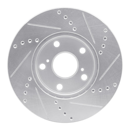 R1 Concepts R1 92-06 Lexus ES300 Front Left Drilled & Slotted Silver Brake Rotor