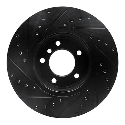 R1 Concepts R1 04-10 BMW 525i (Mexico) Front Right Drilled & Slotted Black Brake Rotor