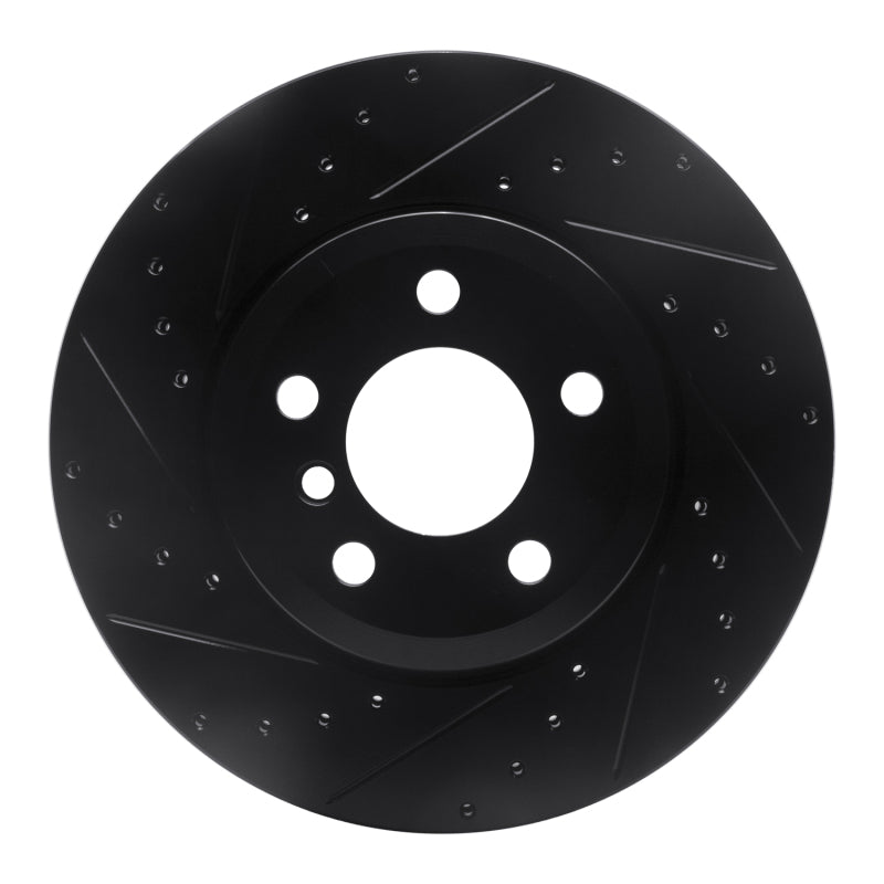 R1 Concepts R1 07-19 BMW X6 Rear Left Drilled & Slotted Black Brake Rotor