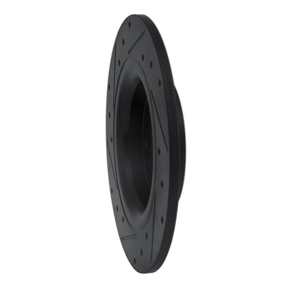 R1 Concepts R1 17-20 Honda Civic Sedan Rear Right Drilled & Slotted Black Brake Rotor