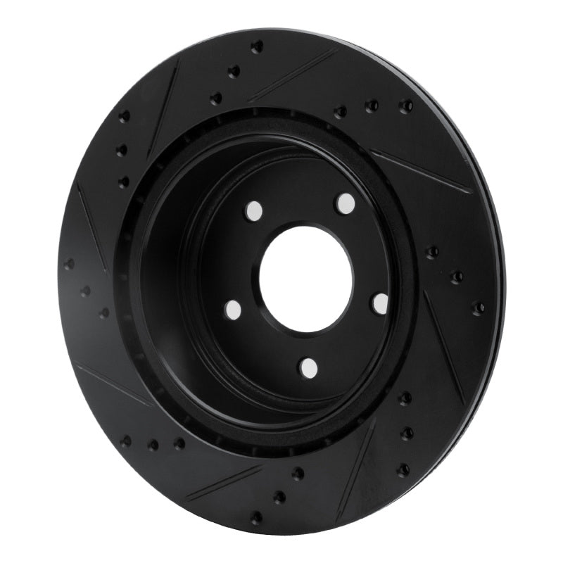R1 Concepts R1 05-25 Infiniti EX37 Rear Right Drilled & Slotted Black Brake Rotor
