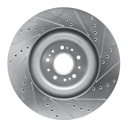 R1 Concepts R1 17-22 Genesis G90 Front Left Drilled & Slotted Silver Brake Rotor