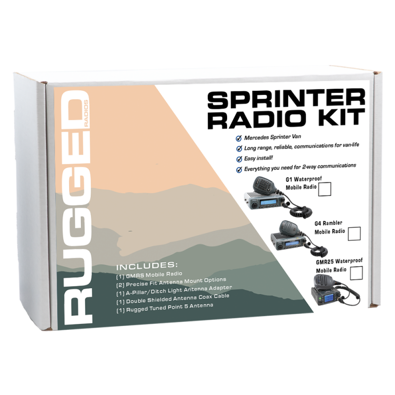 Rugged Radios Mercedes Sprinter Van Two-Way GMRS Mobile Radio Kit 25 Watt - GMR25 Waterproof