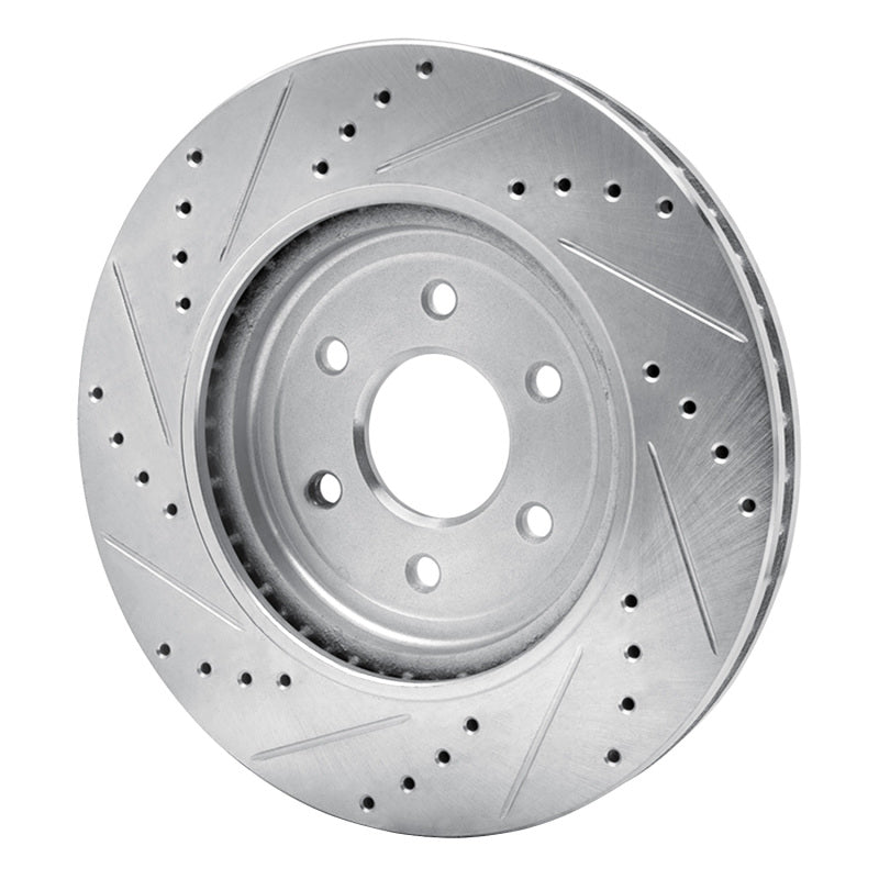 R1 Concepts R1 08-11 Nissan Pathfinder Front Right Drilled & Slotted Silver Brake Rotor