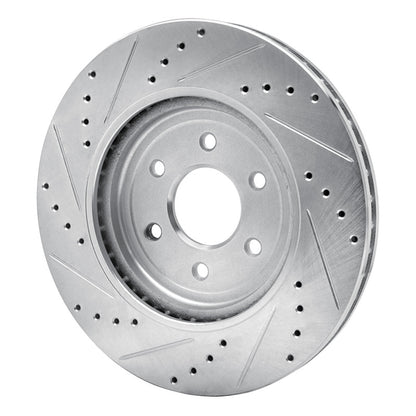R1 Concepts R1 08-11 Nissan Pathfinder Front Right Drilled & Slotted Silver Brake Rotor