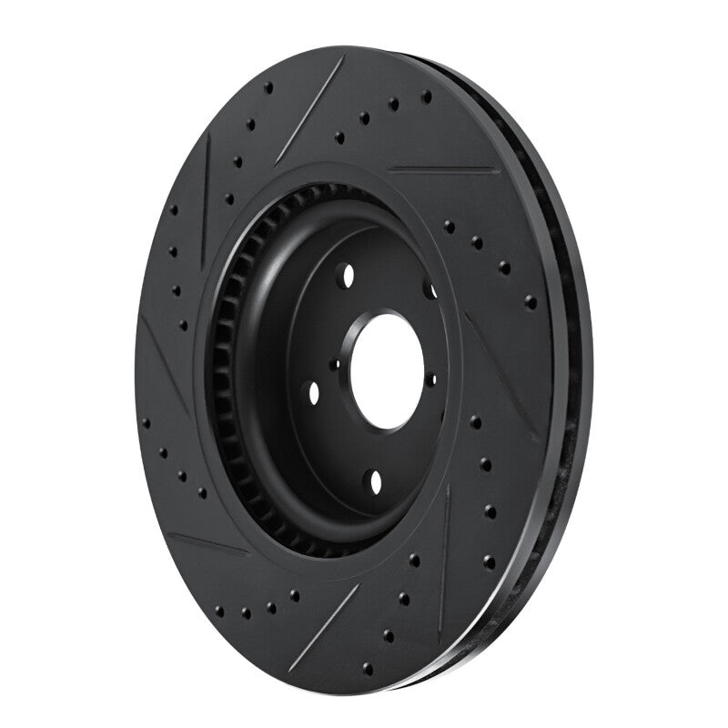 R1 Concepts R1 20-25 Subaru Crosstrek Front Right Drilled & Slotted Black Brake Rotor