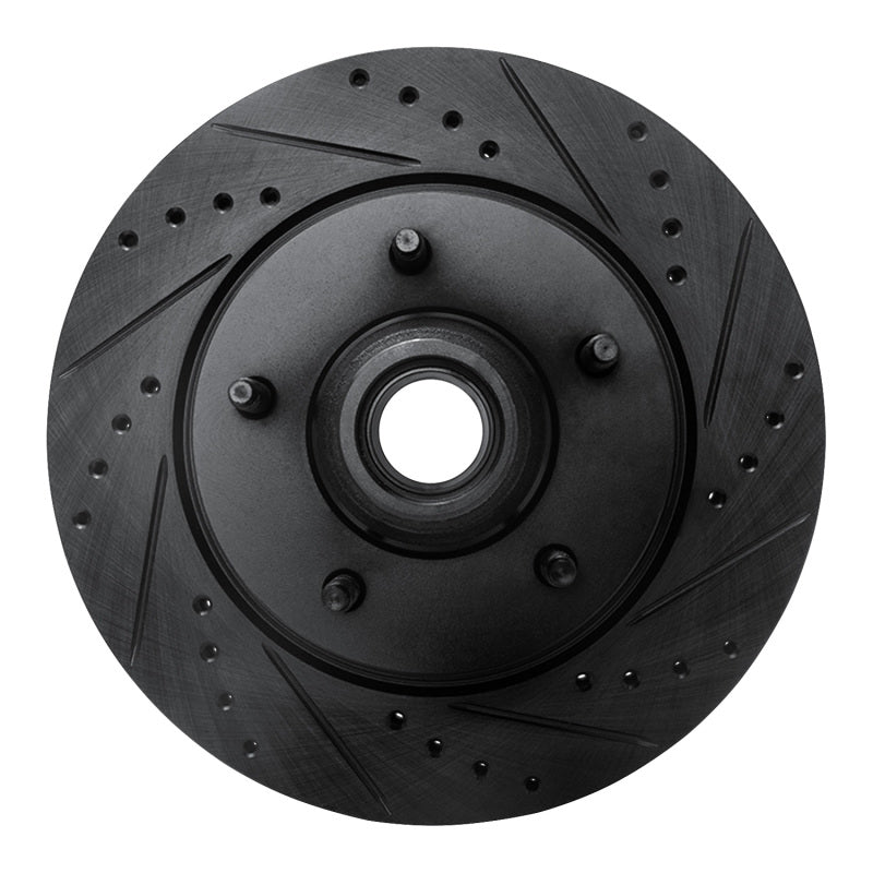 R1 Concepts R1 97-99 Ford F-150 RWD Front Right Drilled & Slotted Black Brake Rotor
