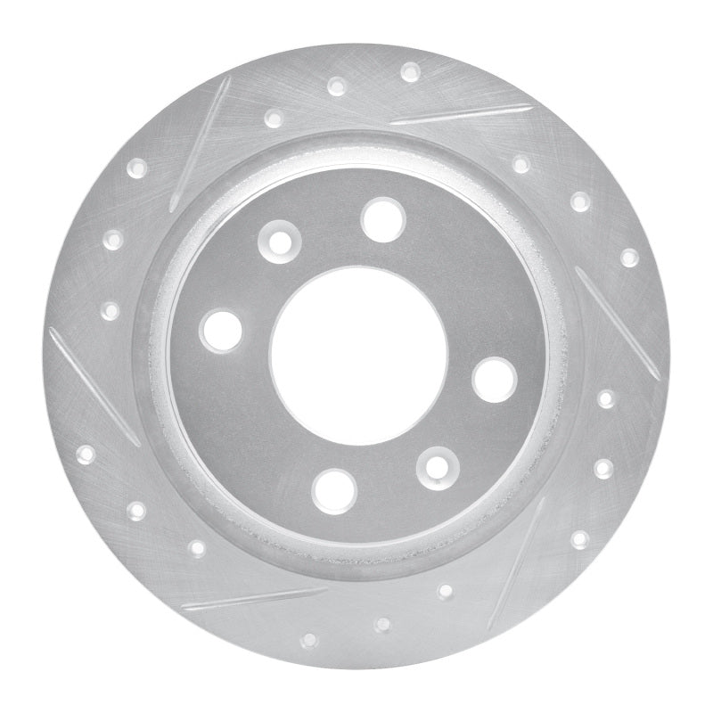 R1 Concepts R1 86-98 Saab 9000 Rear Left Drilled & Slotted Silver Brake Rotor
