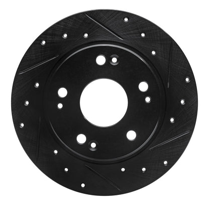 R1 Concepts R1 11-15 Honda CR-Z Rear Right Drilled & Slotted Black Brake Rotor