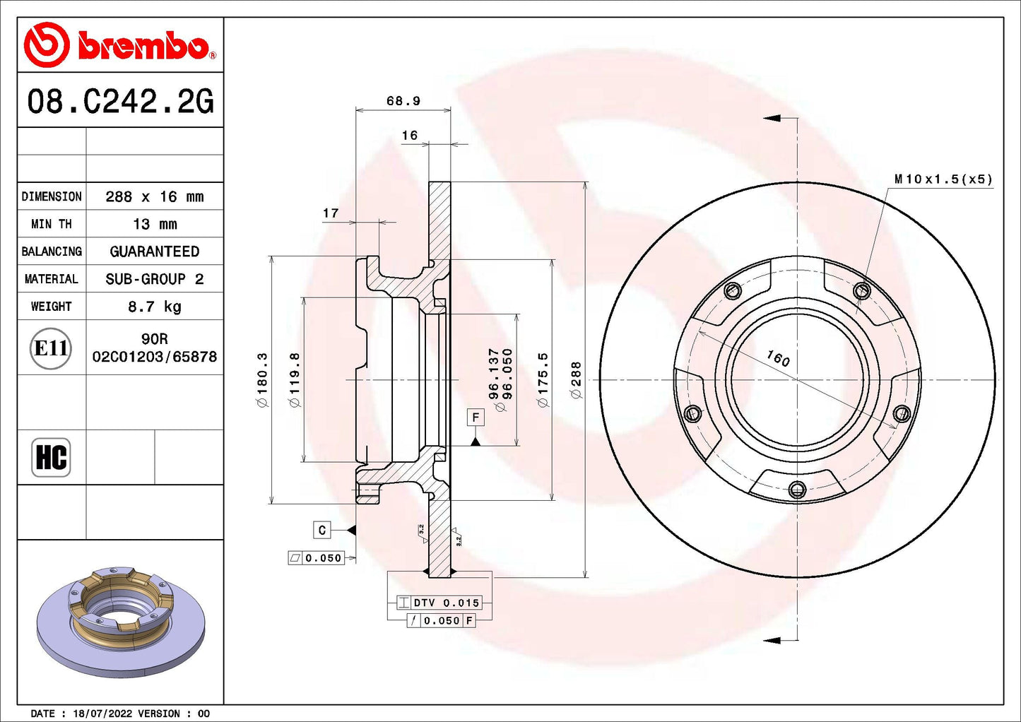 MERITOR MERMBR9020 Brake Disc