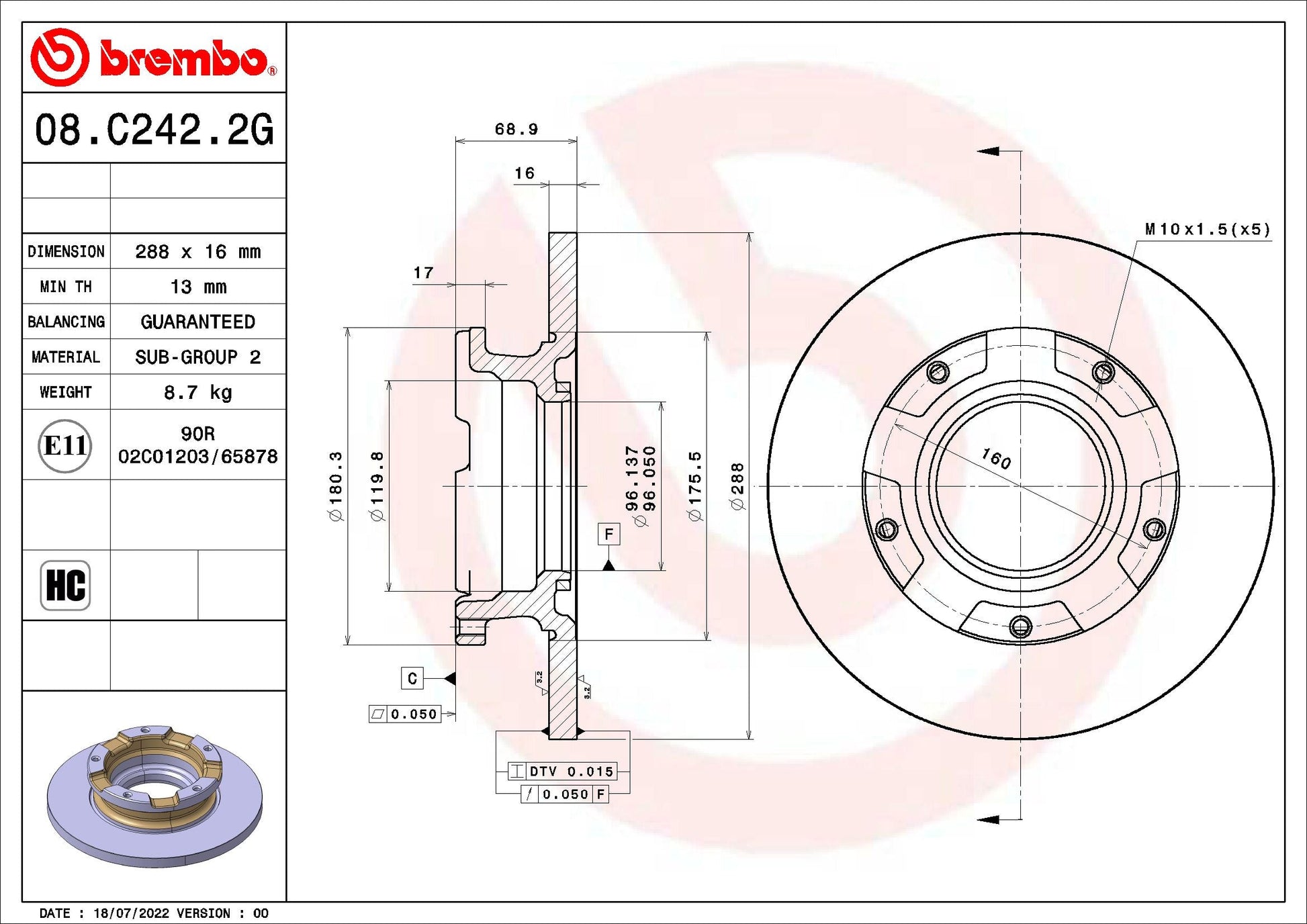 MERITOR MERMBR9020 Brake Disc
