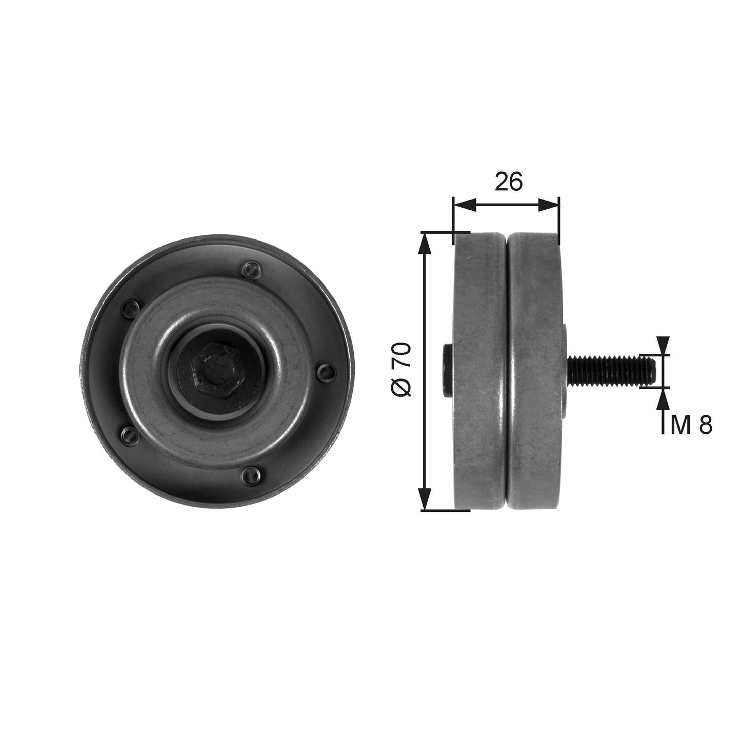 GATES GATT36168 V-Ribbed Belt Deflection/Guide Pulley