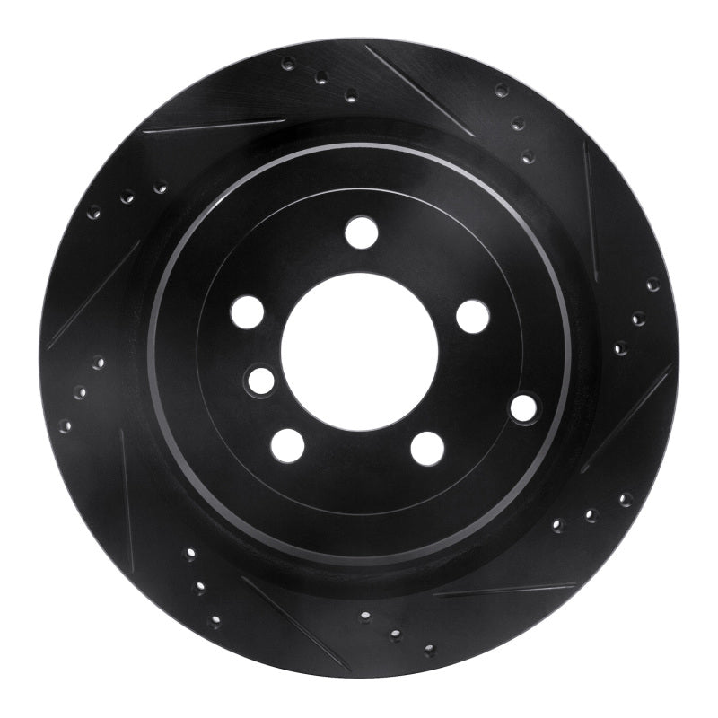 R1 Concepts R1 06-12 Land Rover Range Rover Rear Right Drilled & Slotted Black Brake Rotor