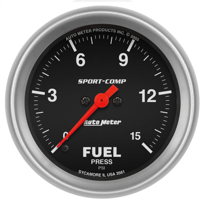 AutoMeter Gauge Fuel Pressure 2-5/8in. 15PSI Digital Stepper Motor Sport-Comp