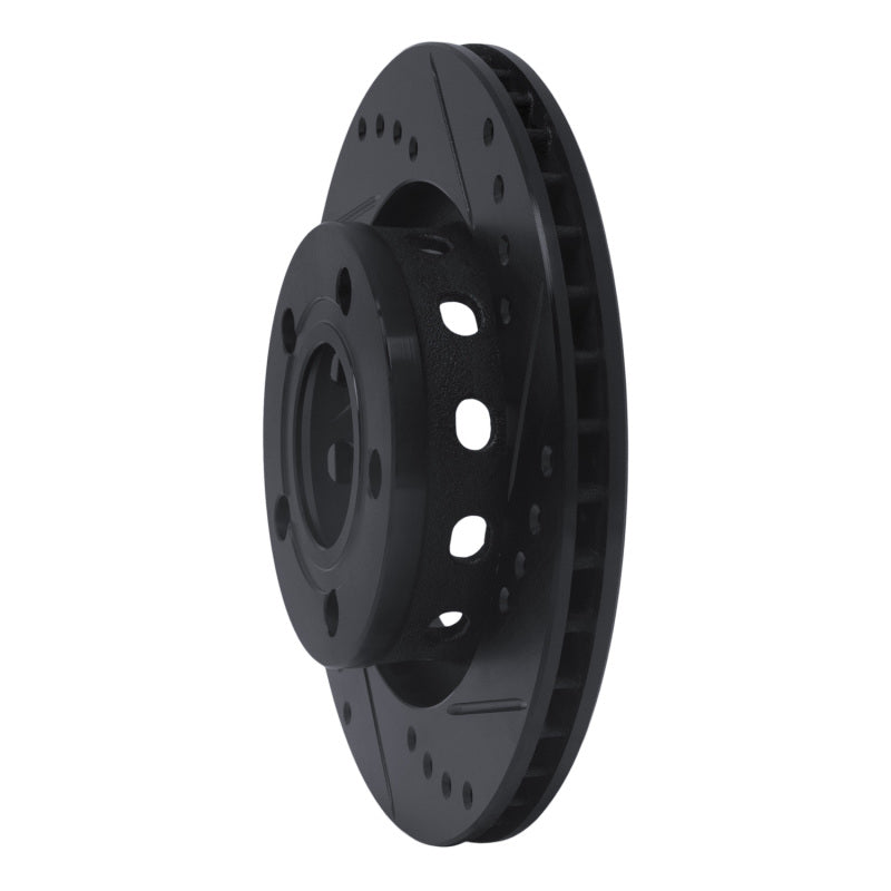 R1 Concepts R1 99-05 Audi A6 Quattro Rear Right Drilled & Slotted Black Brake Rotor
