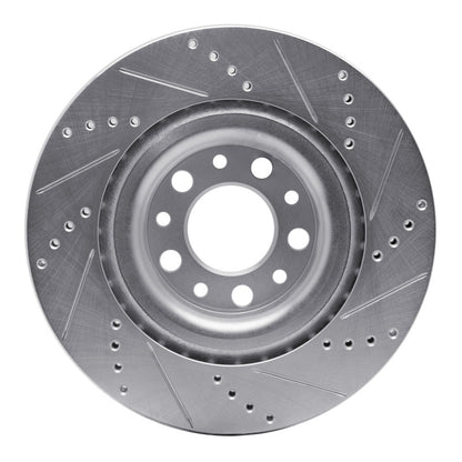 R1 Concepts R1 2017-2025 Alfa Romeo Stelvio Rear Left Drilled & Slotted Silver Brake Rotor