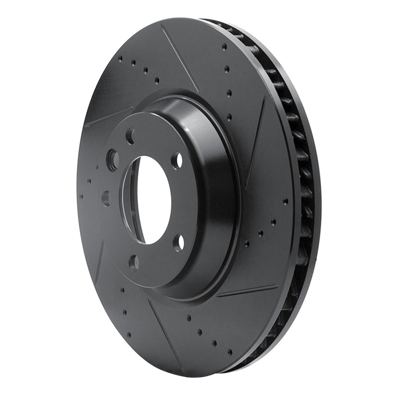 R1 Concepts R1 03-15 Audi Q7 Left Front Drilled & Slotted Black Brake Rotor