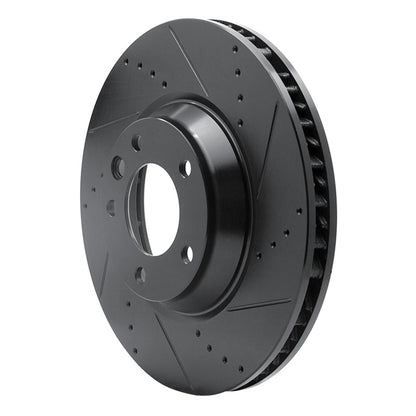 R1 Concepts R1 03-15 Audi Q7 Left Front Drilled & Slotted Black Brake Rotor