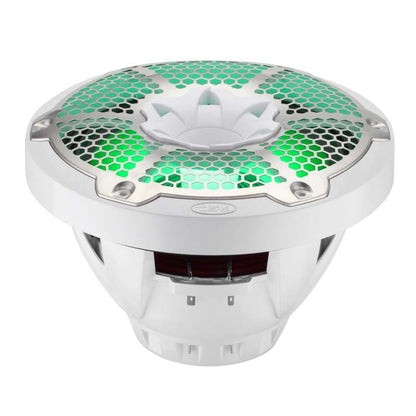 DS18 Hybrid Marine Speaker w/ Driver And RGB LEDs 10in 2-Way 450 Watts RMS 4 ohm White w/ Cover