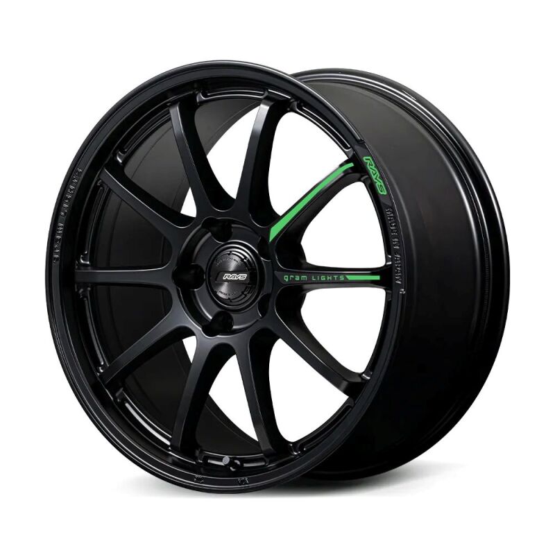 Gram Lights 57NR LIMITED II 18x9.5 +38 5-100 Semigloss Black Wheel w/ Black Cap/Stickers/Air Valve