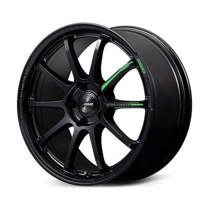 Gram Lights 57NR LIMITED II 18x9.5 +45 5-100 Semigloss Black Wheel w/ Black Cap/Stickers/Air Valve