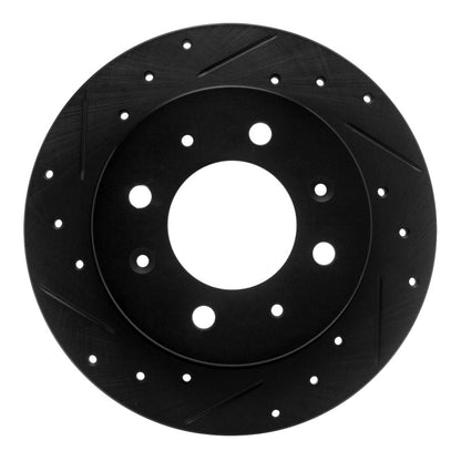 R1 Concepts R1 04-09 Kia Spectra Rear Left Drilled & Slotted Black Brake Rotor