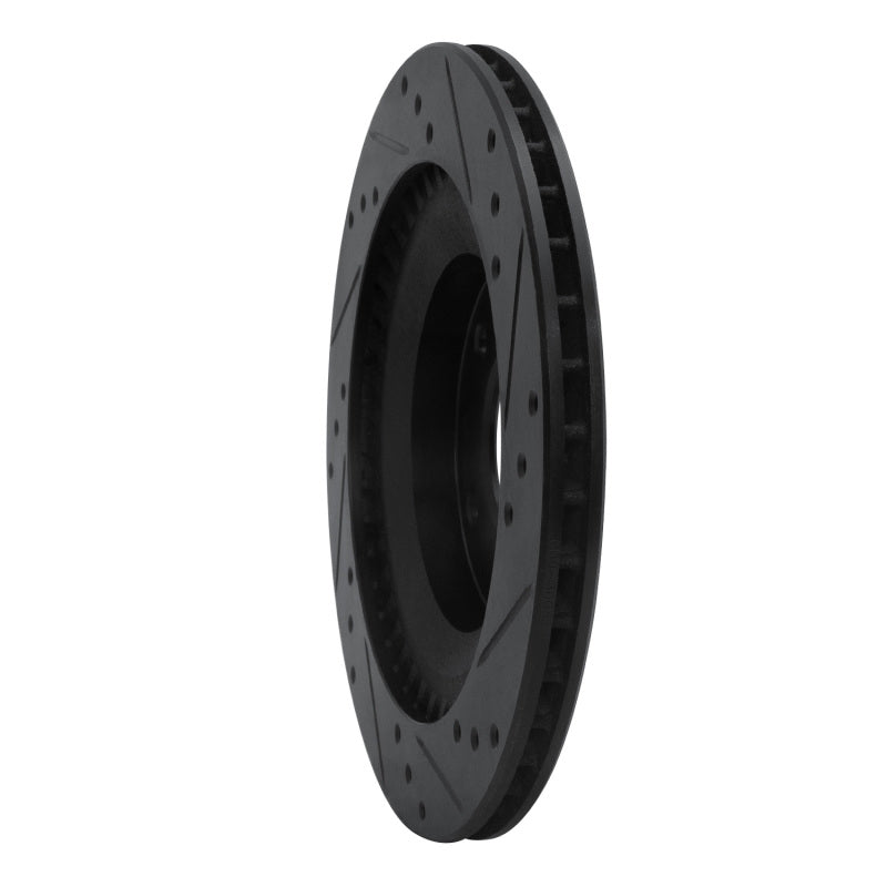 R1 Concepts R1 93-95 Mazda RX-7 Rear Left Drilled & Slotted Black Brake Rotor
