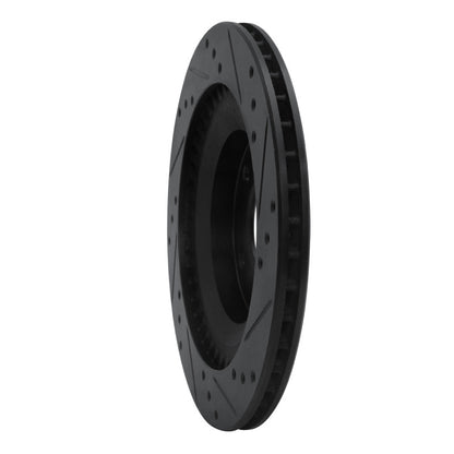 R1 Concepts R1 93-95 Mazda RX-7 Rear Left Drilled & Slotted Black Brake Rotor