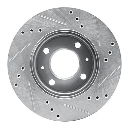R1 Concepts R1 00-02 Hyundai Accent Front Left Drilled & Slotted Silver Brake Rotor