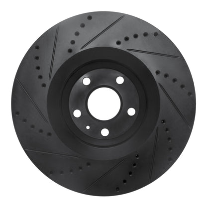 R1 Concepts R1 08-11 Audi TTS Quattro Front Right Drilled & Slotted Black Brake Rotor