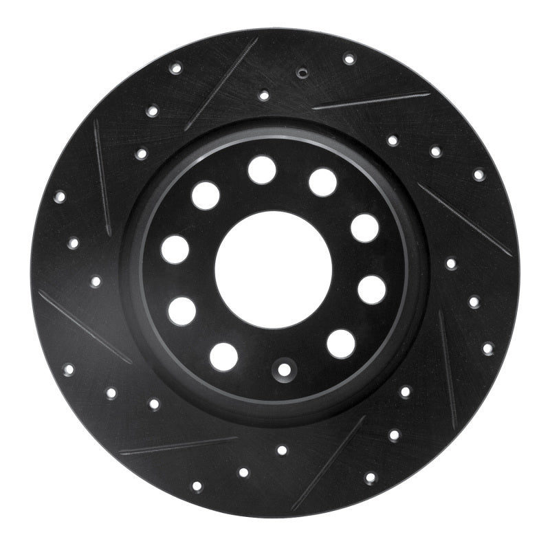 R1 Concepts R1 05-18 Audi A3 Quattro Rear Left Drilled & Slotted Black Brake Rotor