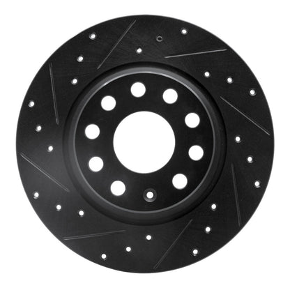 R1 Concepts R1 05-18 Audi A3 Quattro Rear Left Drilled & Slotted Black Brake Rotor