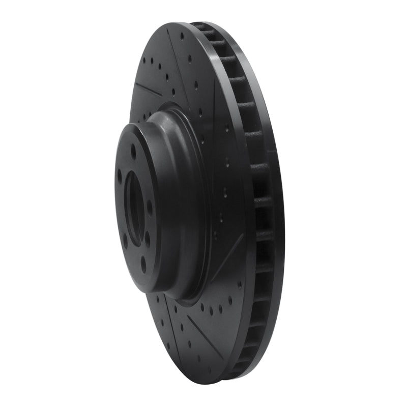 R1 Concepts R1 2007-2008 BMW ALPINA B7 Front Right Drilled & Slotted Black Brake Rotor