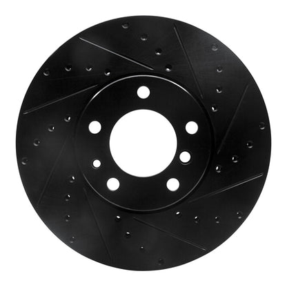 R1 Concepts R1 91-01 BMW 850CI Front Right Drilled & Slotted Black Brake Rotor