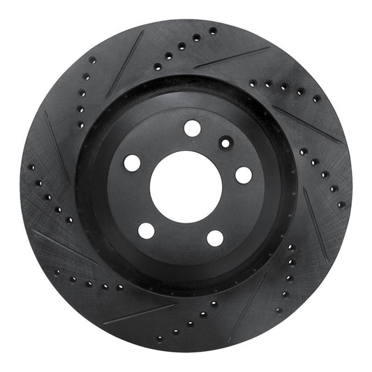 R1 Concepts R1 05-11 Audi A6 Quattro Rear Left Drilled & Slotted Black Brake Rotor