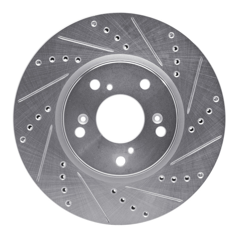 R1 Concepts R1 13-22 Honda Accord Sedan Front Right Drilled & Slotted Silver Brake Rotor