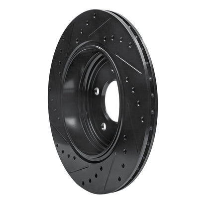 R1 Concepts R1 04-10 BMW 530I Rear Right Drilled & Slotted Black Brake Rotor