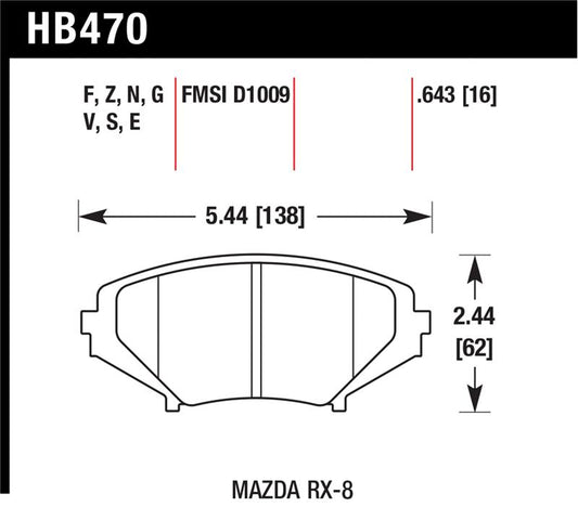 Hawk Performance Hawk 04-09 RX8 Blue 9012 Race Front Brake  Pads D1009