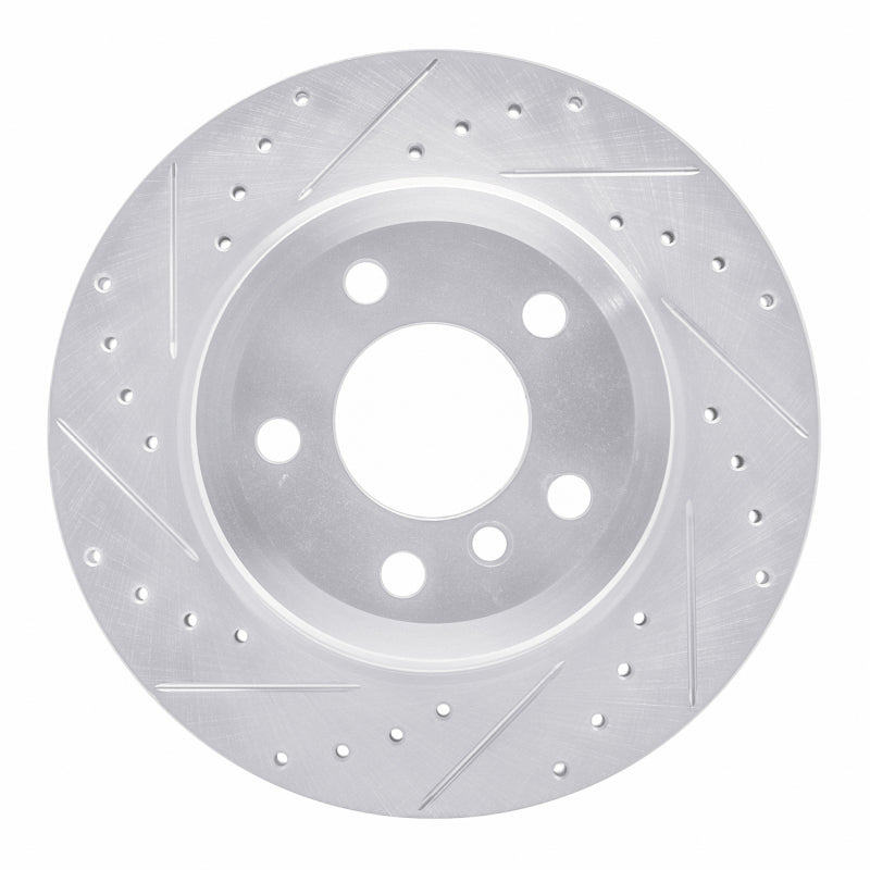 R1 Concepts R1 07-19 BMW X6 Rear Left Drilled & Slotted Silver Brake Rotor