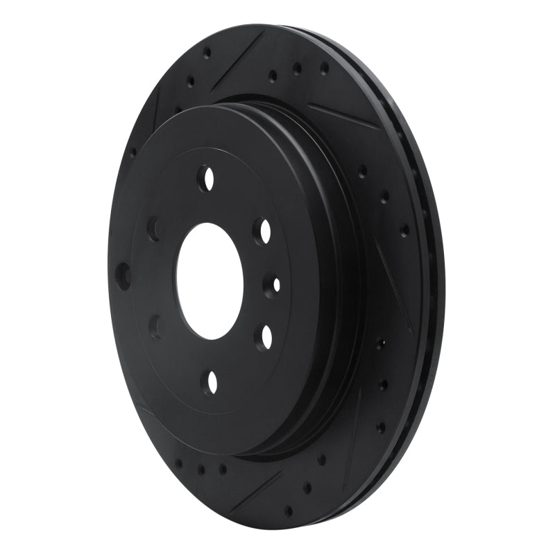 R1 Concepts R1 07-17 Buick Enclave Rear Left Drilled & Slotted Black Brake Rotor