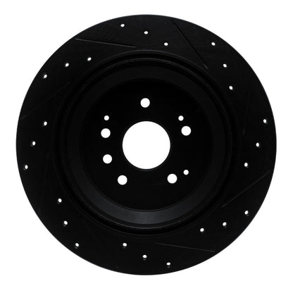 R1 Concepts R1 14-16 Acura MDX Rear Left Drilled & Slotted Black Brake Rotor