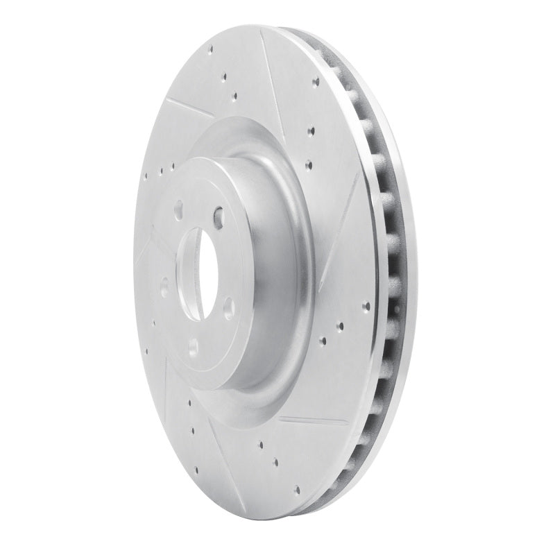 R1 Concepts R1 15-23 Ford Mustang Front Right Drilled & Slotted Silver Brake Rotor