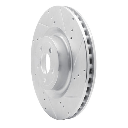 R1 Concepts R1 15-23 Ford Mustang Front Right Drilled & Slotted Silver Brake Rotor
