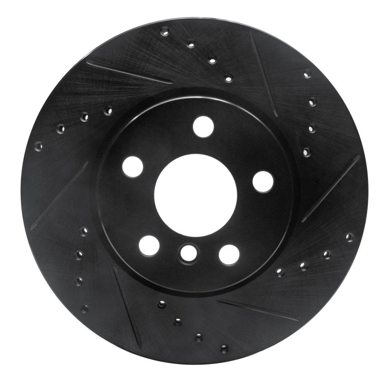 R1 Concepts R1 14-21 Mini Cooper Clubman Front Right Drilled & Slotted Black Brake Rotor