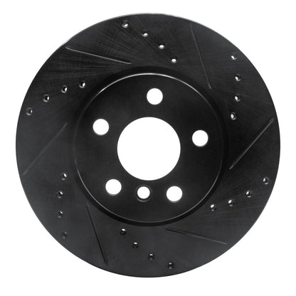 R1 Concepts R1 14-21 Mini Cooper Clubman Front Right Drilled & Slotted Black Brake Rotor